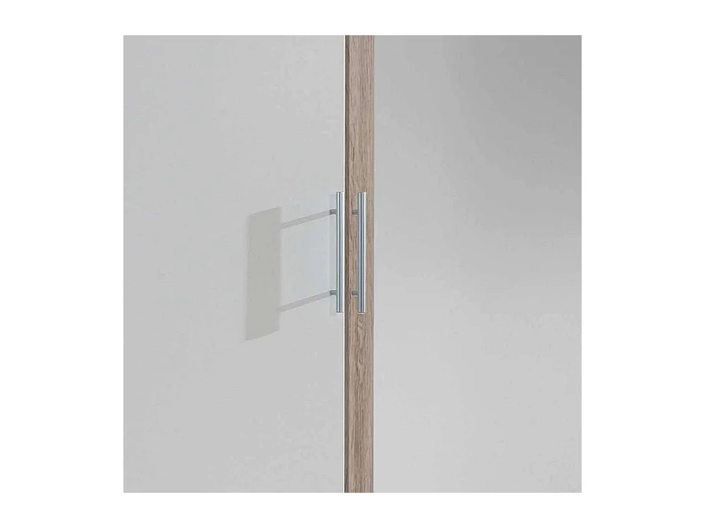 Gästezimmer Kleiderschrank mit Spiegeltür Eiche Sägerau und Weiß