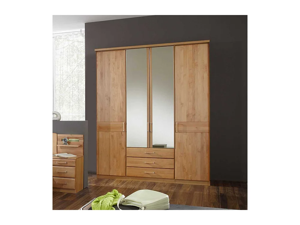 Kleiderschrank aus Erle Teilmassiv Spiegel