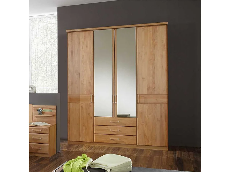 Kleiderschrank aus Erle Teilmassiv Spiegel