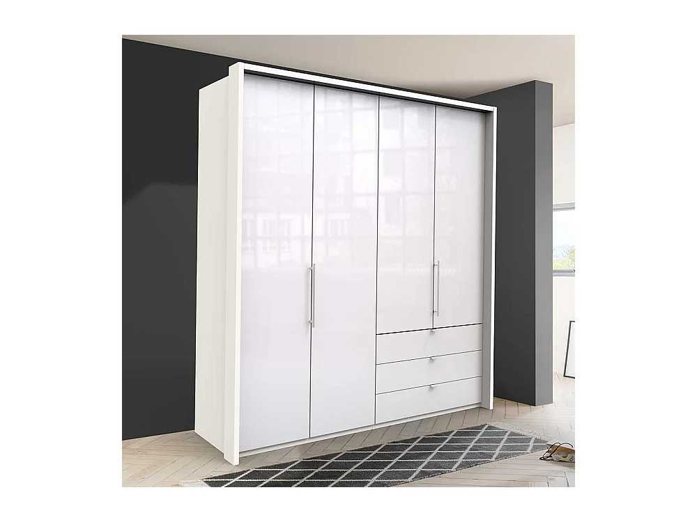 Falttüren Kleiderschrank in Weiß glasbeschichtet 2 türig