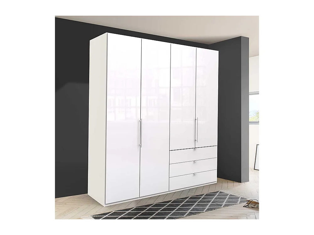 Falttüren Kleiderschrank in Weiß glasbeschichtet 2 türig