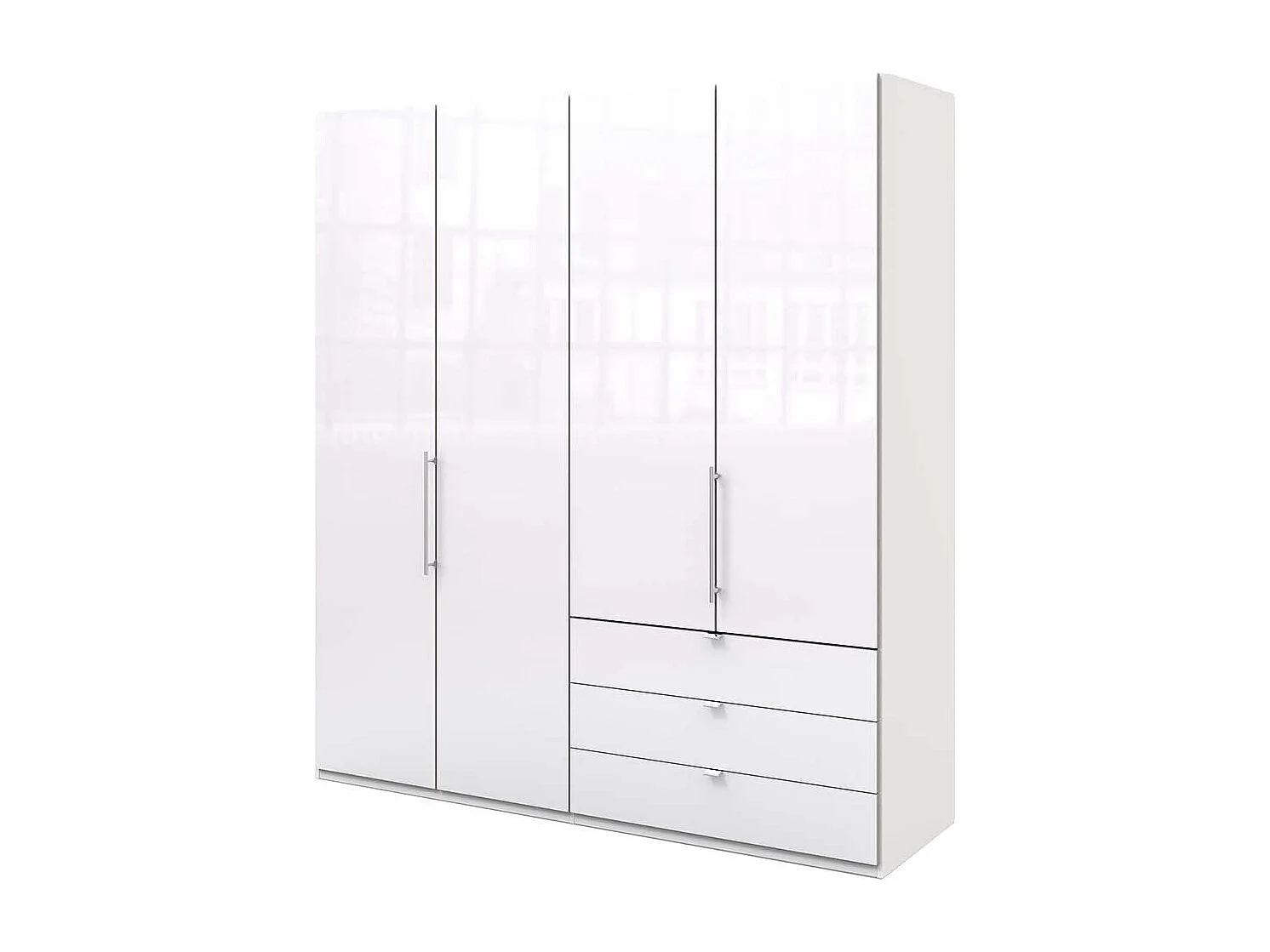 Falttüren Kleiderschrank in Weiß glasbeschichtet 2 türig