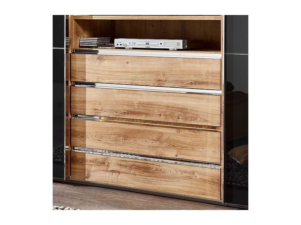 Moderner Kleiderschrank in Dunkelgrau Plankeneiche Holzoptik