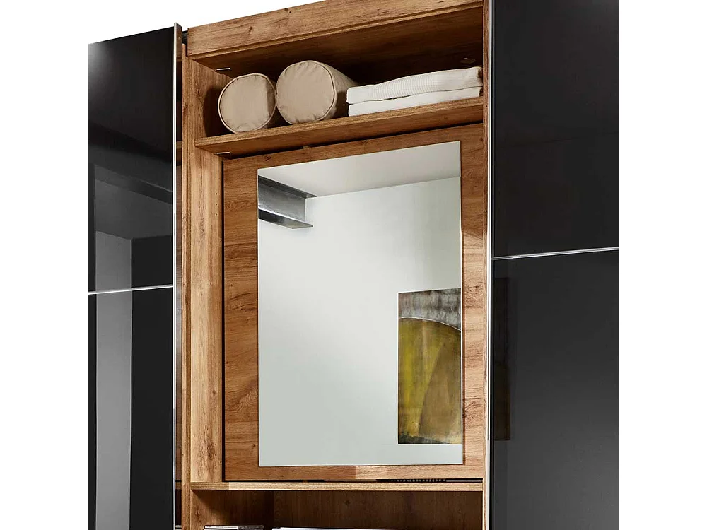 Moderner Kleiderschrank in Dunkelgrau Plankeneiche Holzoptik