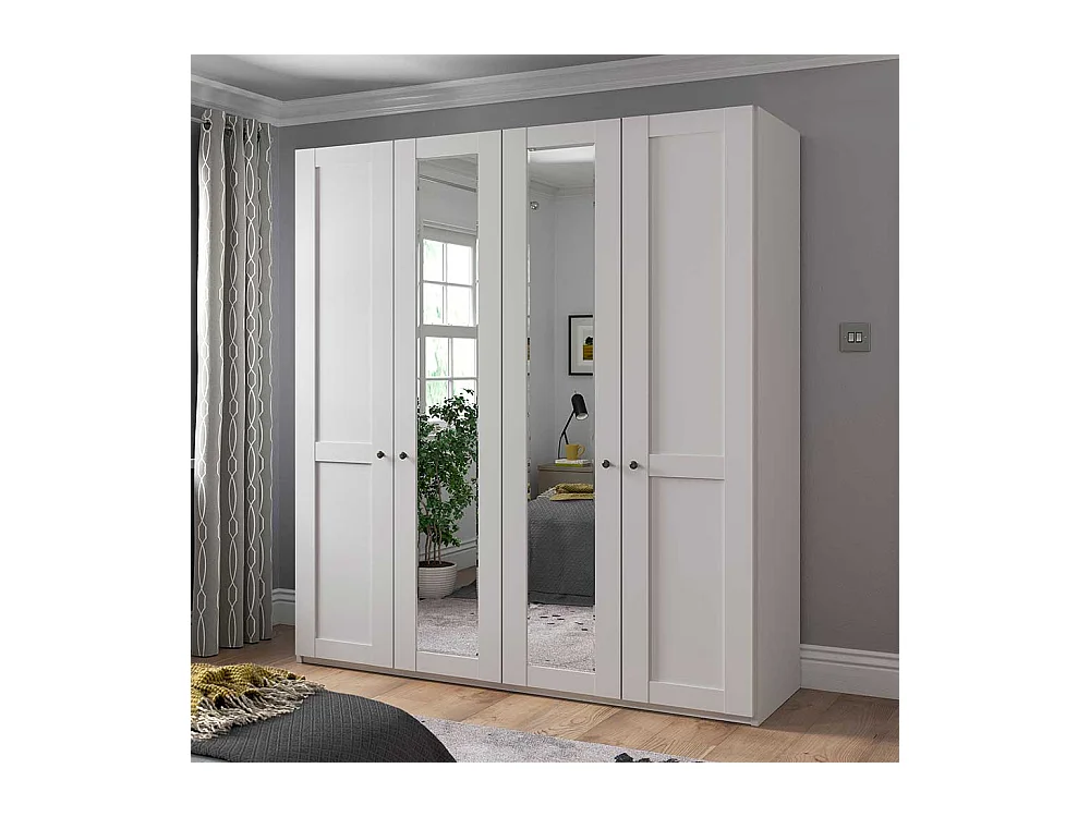 Kleiderschrank weiß modern Landhaus 200 cm breit Spiegeltüren