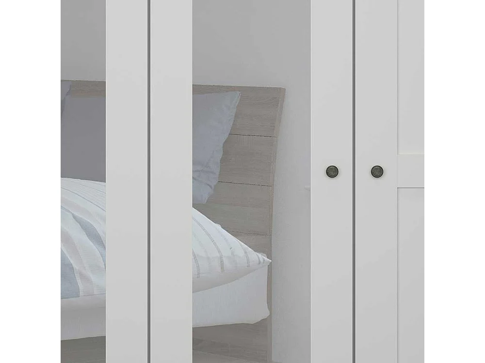 Kleiderschrank weiß modern Landhaus 200 cm breit Spiegeltüren