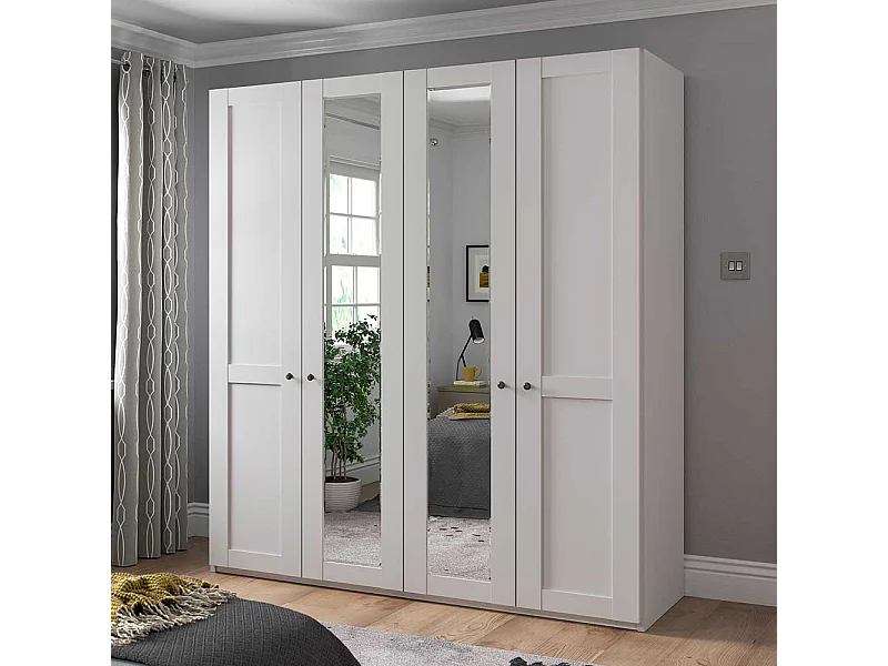 Kleiderschrank weiß modern Landhaus 200 cm breit Spiegeltüren