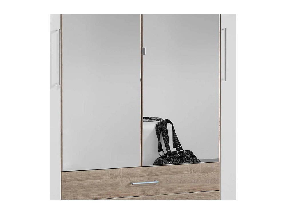 Drehtürschrank mit Spiegeln in Eiche Sägerau und Weiß Made in Germany