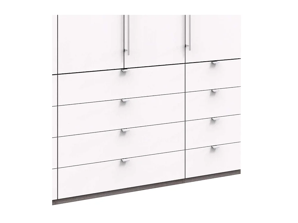 Geräumiger Schlafzimmerschrank in Weiß Eiche Trüffelfarben 3 türig mit Schubladen