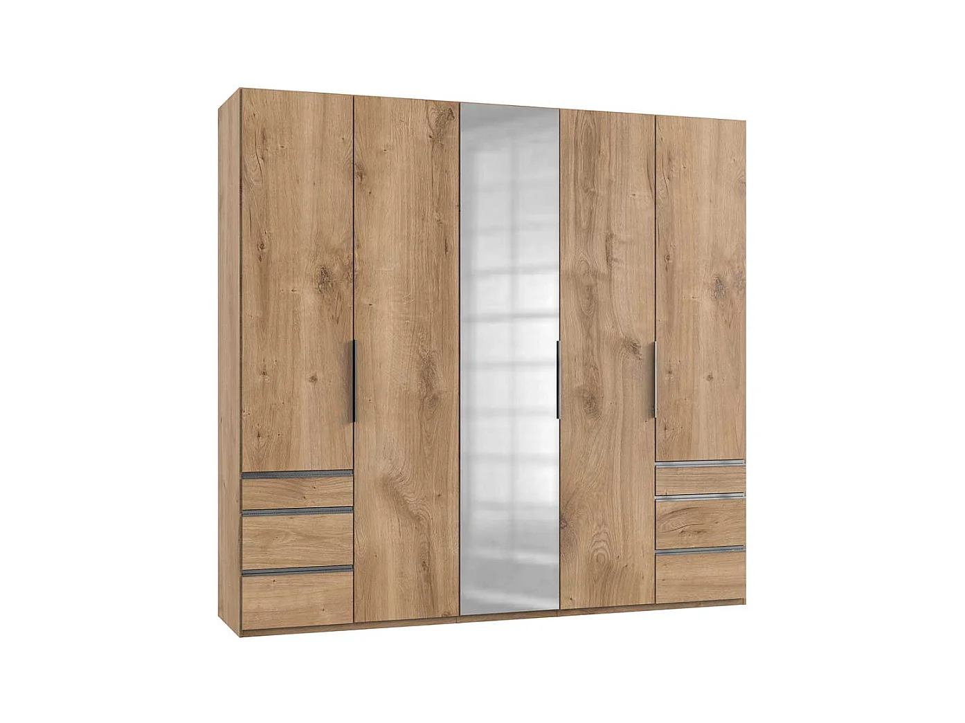 Kleiderschrank mit Drehtüren und sechs Schubladen Made in Germany