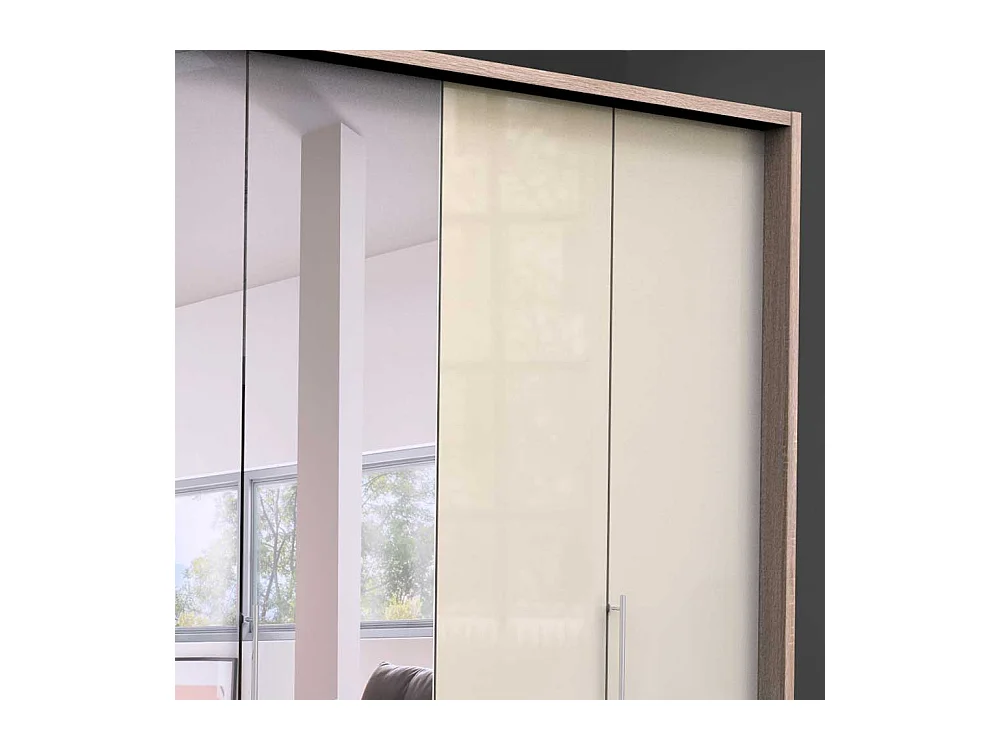 Panorama Kleiderschrank 3 türig Spiegel Schubladen glasbeschichtet