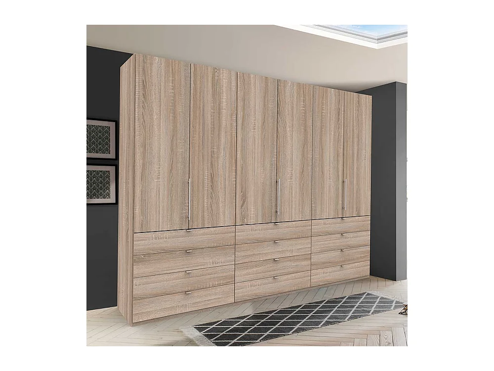 Gleittüren Kleiderschrank mit vielen Schubladen Eiche Sägerau