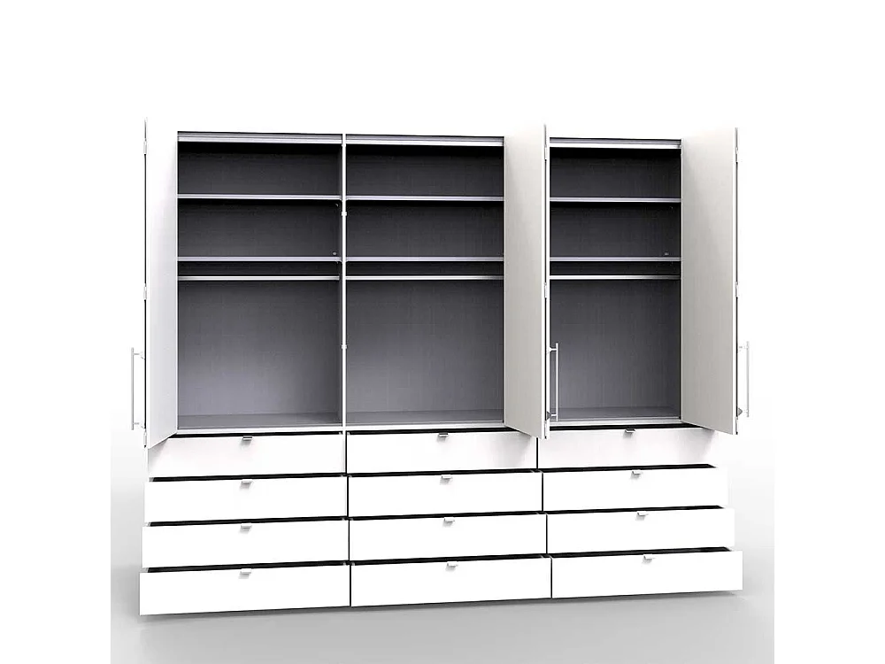 Gleittüren Kleiderschrank mit vielen Schubladen Eiche Sägerau