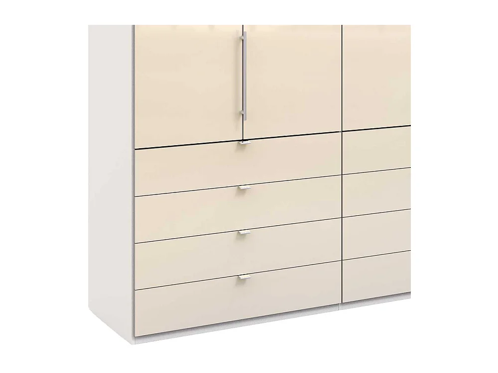 Falttüren Schlafzimmerschrank in Creme Weiß Glas beschichtet Made in Germany