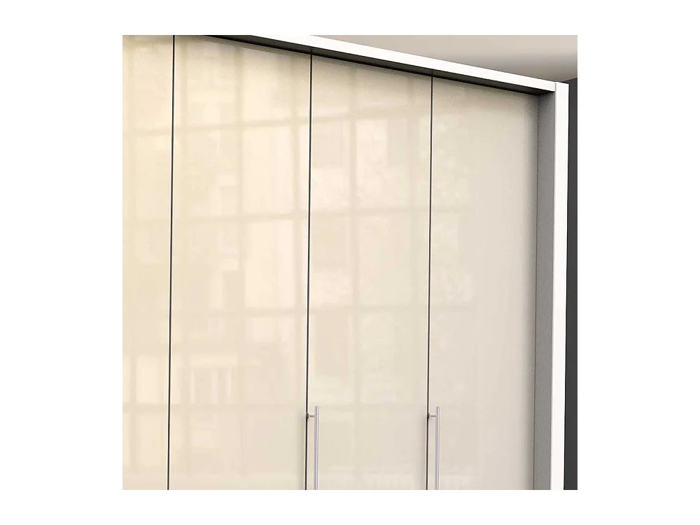 Falttüren Schlafzimmerschrank in Creme Weiß Glas beschichtet Made in Germany