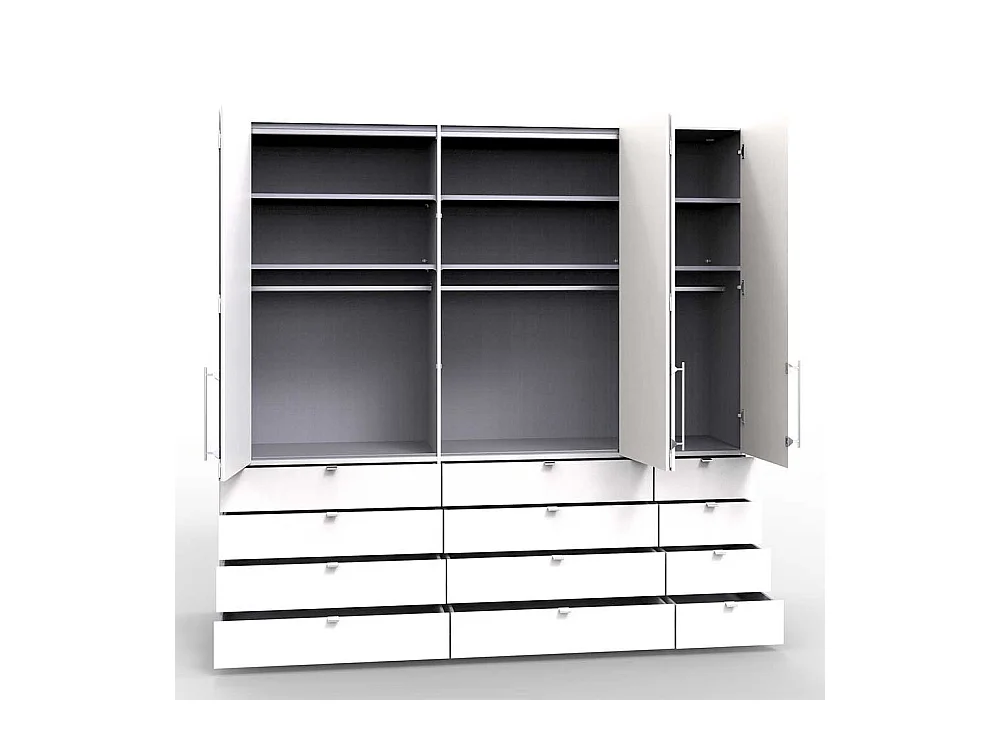 Falttüren Schlafzimmerschrank in Creme Weiß Glas beschichtet Made in Germany