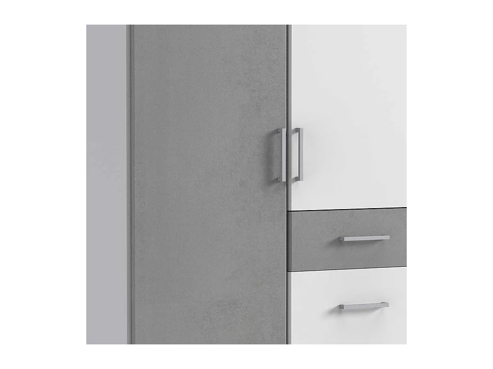 Kleiner Kleiderschrank in Beton Lichtgrau und Weiß Made in Germany