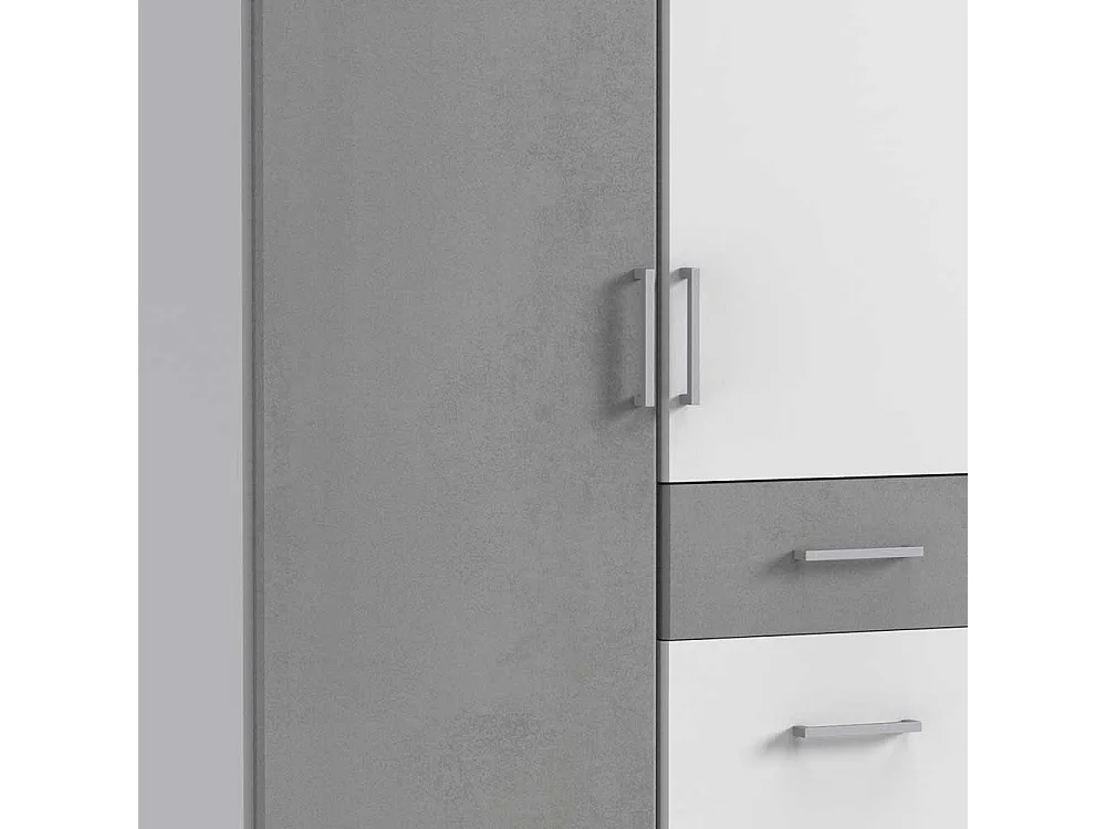 Kleiner Kleiderschrank in Beton Lichtgrau und Weiß Made in Germany