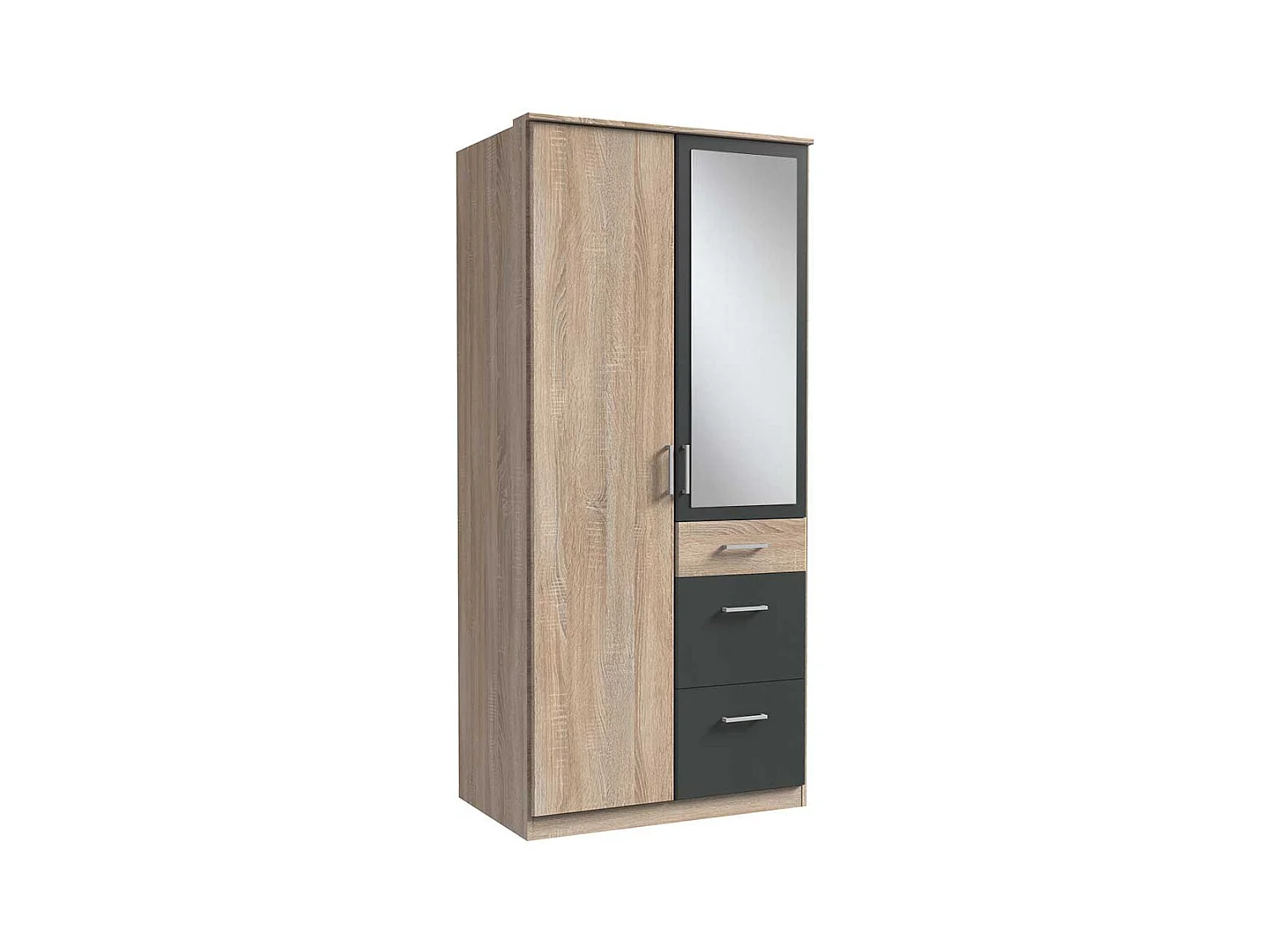 Jugend Kleiderschrank zweifarbig in Eiche Sägerau Dunkelgrau