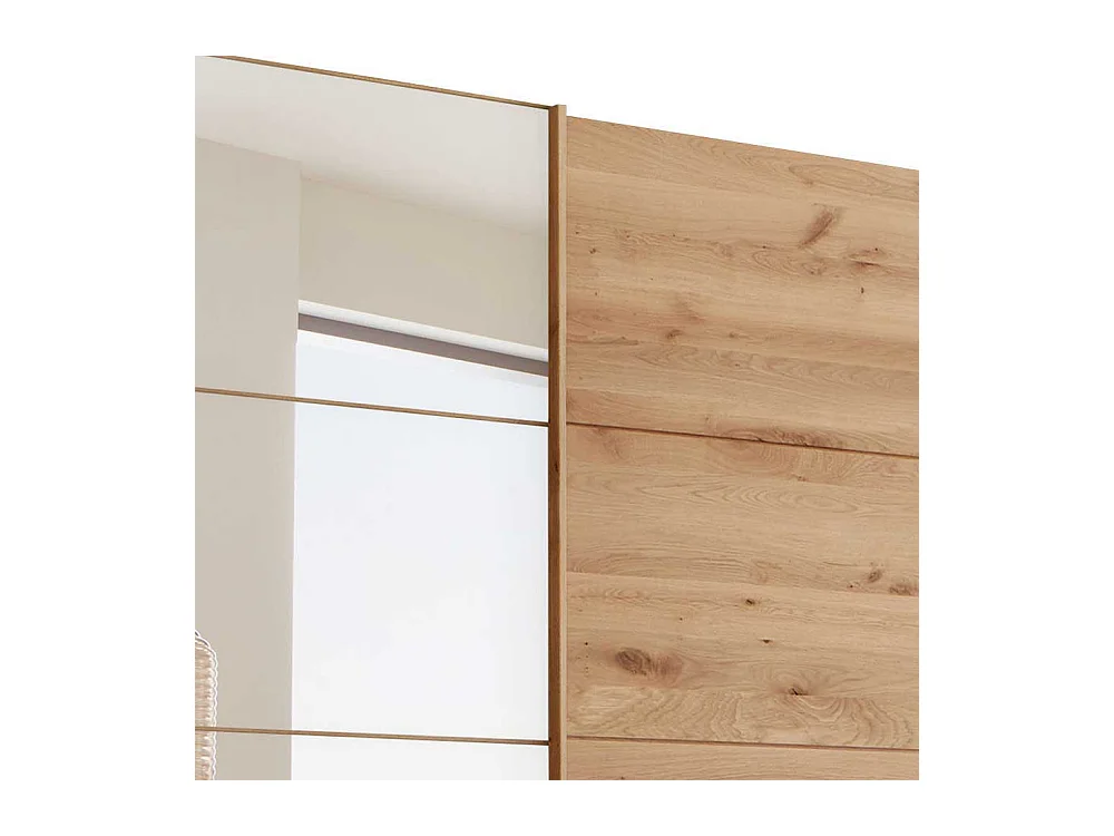 Gleittürenschrank in Eiche Bianco Spiegel