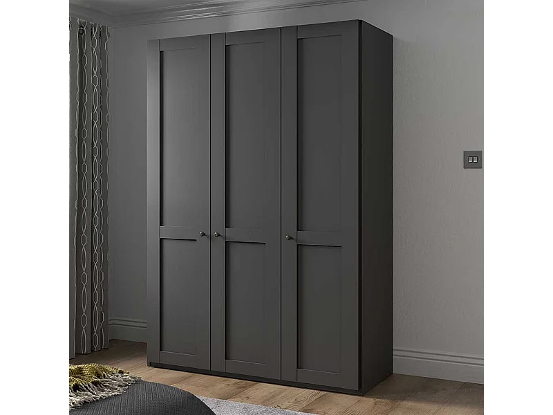 Kleiderschrank 3 Türen in Dunkelgrau 150 cm breit - 216 cm hoch