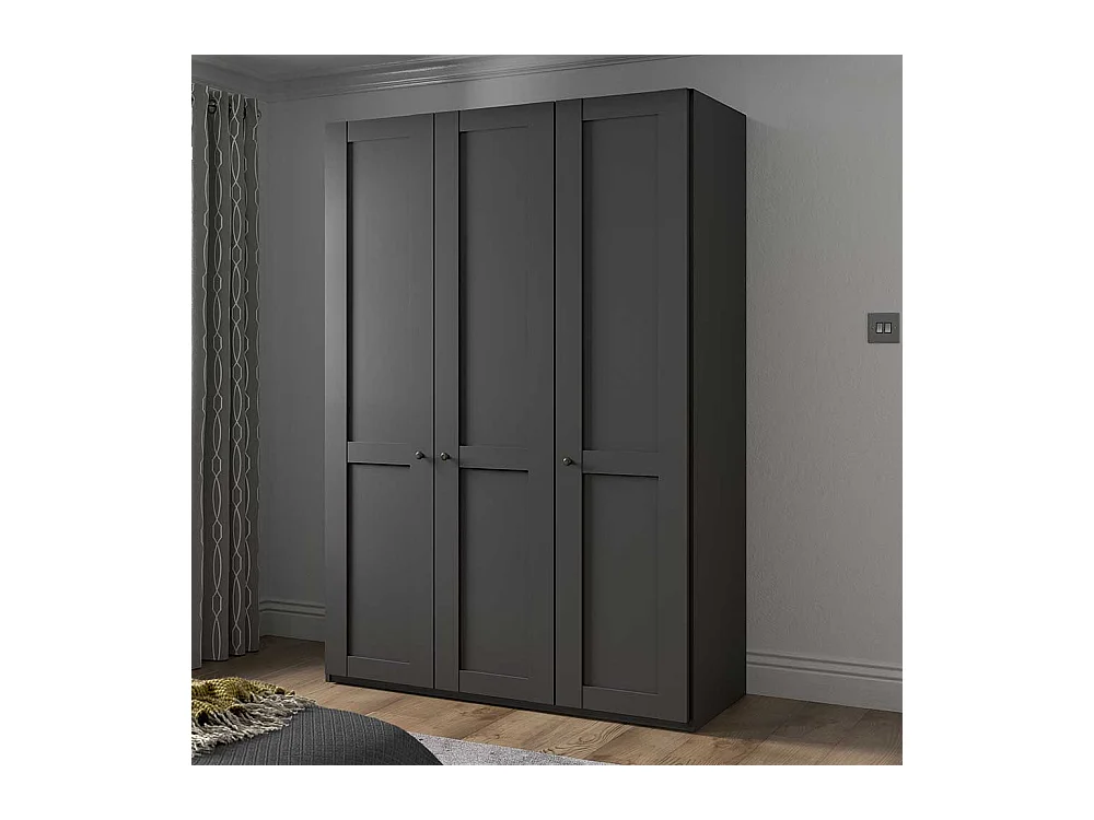 Kleiderschrank 3 Türen in Dunkelgrau 150 cm breit - 216 cm hoch