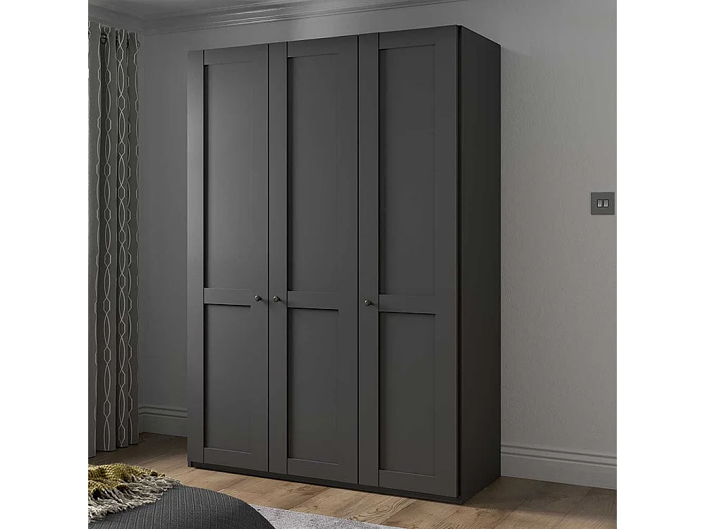 Kleiderschrank 3 Türen in Dunkelgrau 150 cm breit - 216 cm hoch