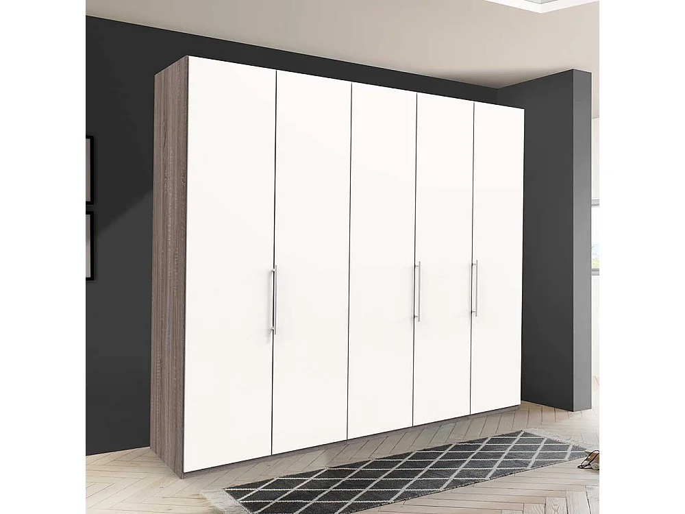Panorama Kleiderschrank in Weiß Eiche Trüffelfarben