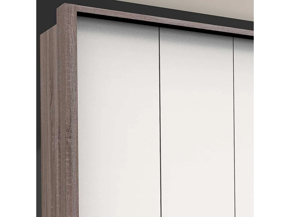 Panorama Kleiderschrank in Weiß Eiche Trüffelfarben
