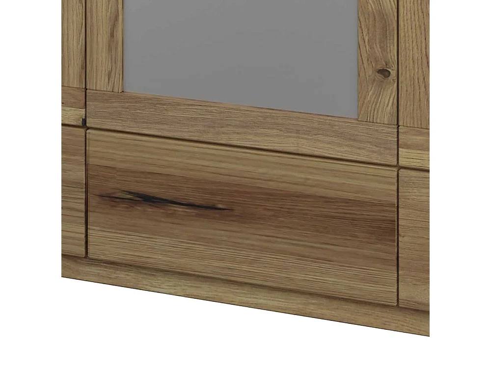 Kleiderschrank Massivholz Schrank Holz mit Spiegeln und Metallgriffen