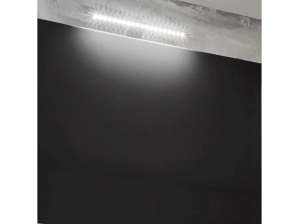 Kleiderschrank mit offenem Fach in Dunkelgrau Plankeneiche Holzoptik