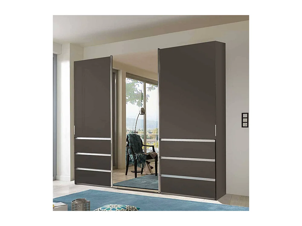 Moderner Gleittürenschrank in Braun 300 cm breit - 67 cm tief
