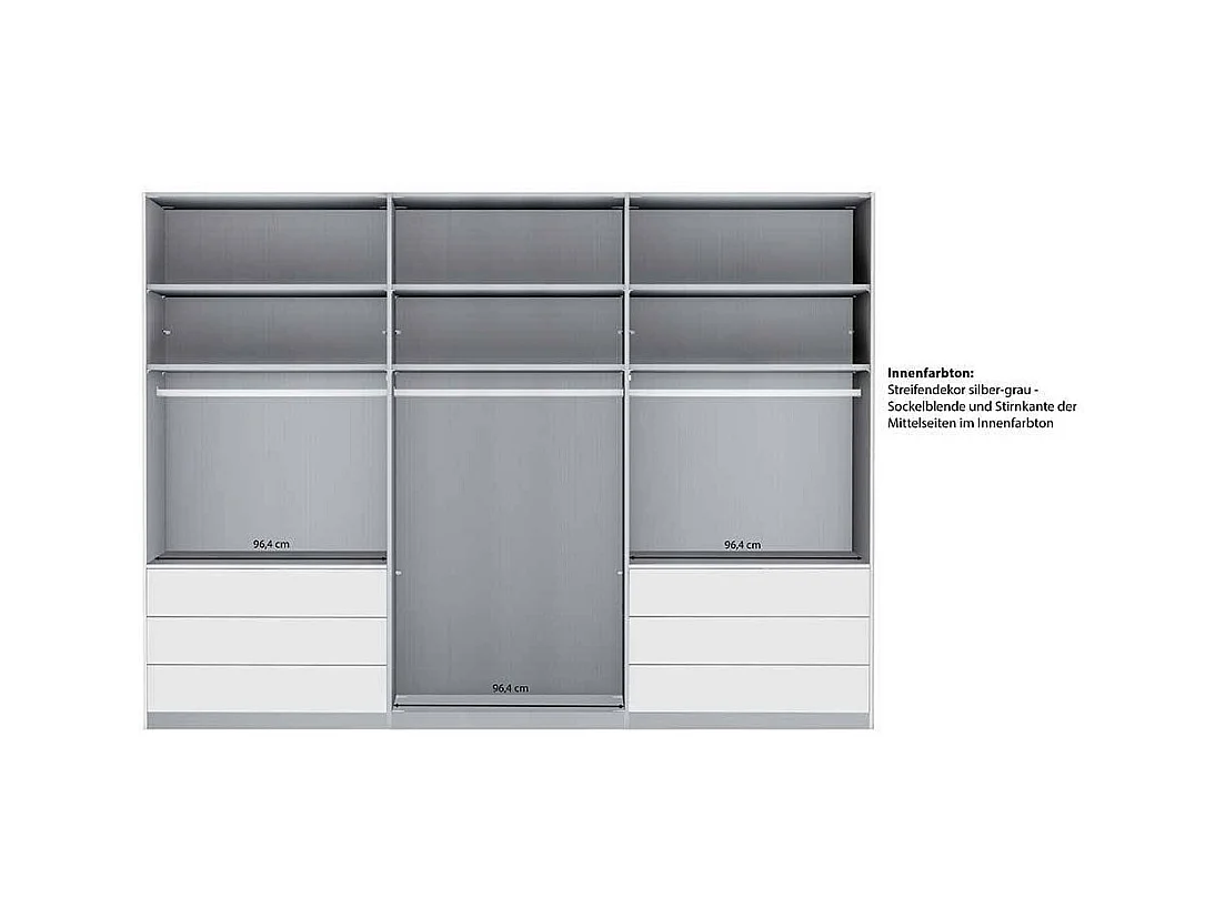 Moderner Gleittürenschrank in Braun 300 cm breit - 67 cm tief