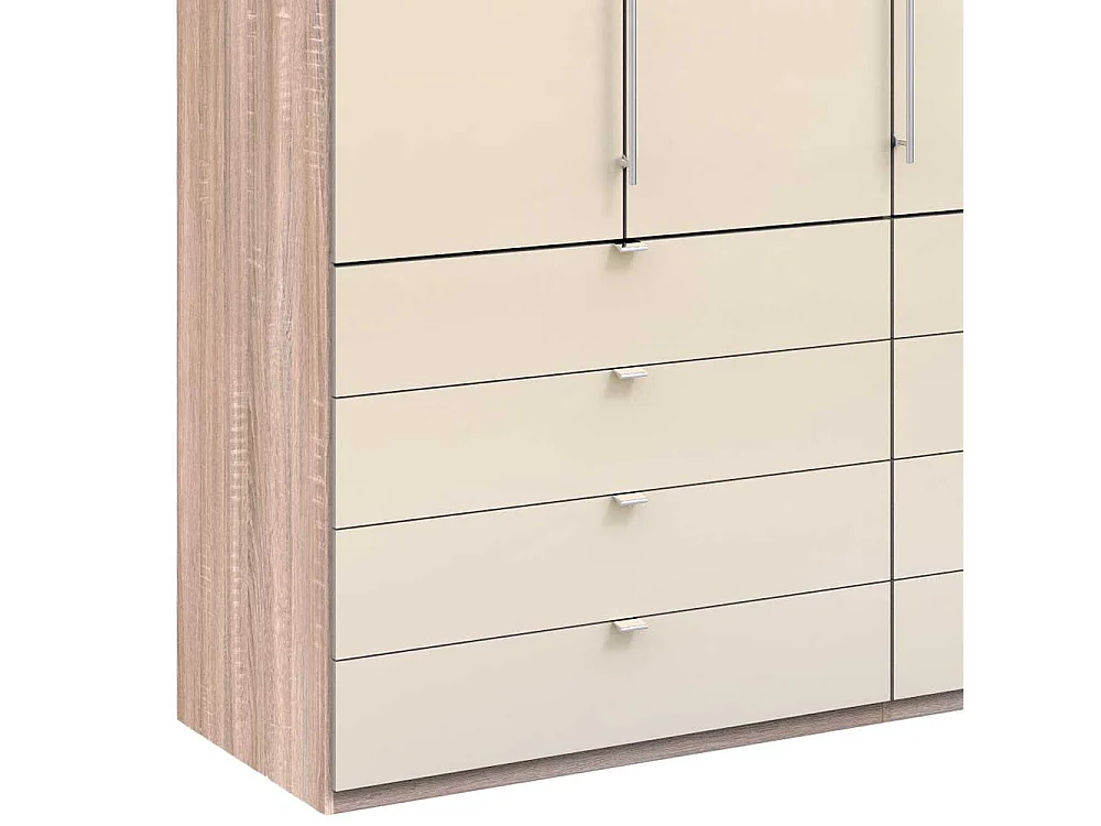 Kleiderschrank Jugendzimmer 2 türig mit 8 Schubladen Cremefarben Eiche Sägerau