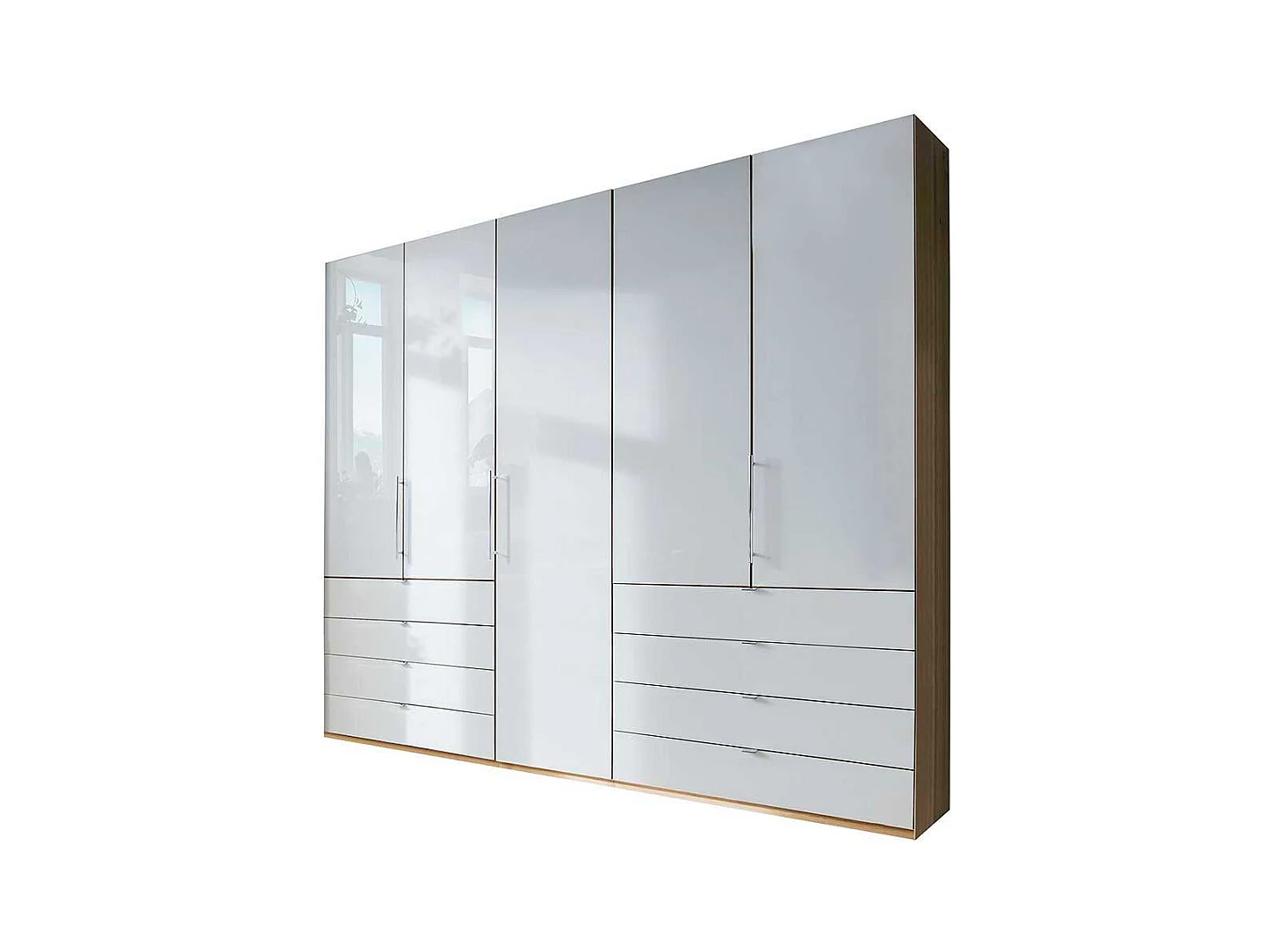 Kleiderschrank in Weiß und Eiche Bianco Falttüren