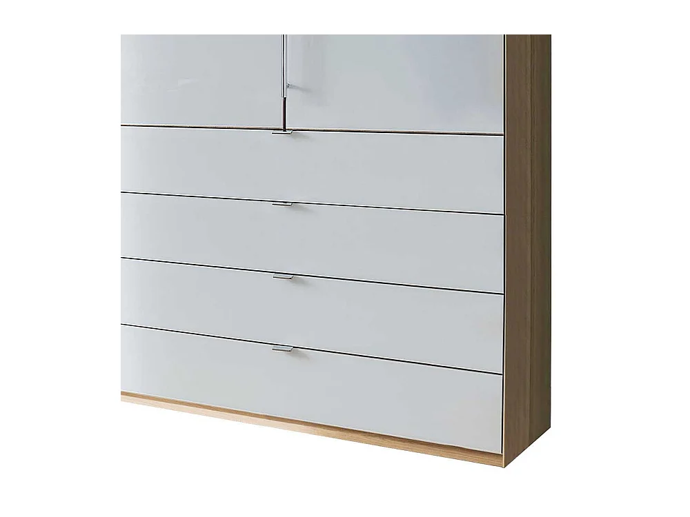 Kleiderschrank in Weiß und Eiche Bianco Falttüren