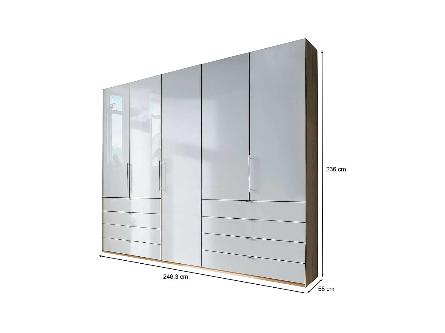 Kleiderschrank in Weiß und Eiche Bianco Falttüren