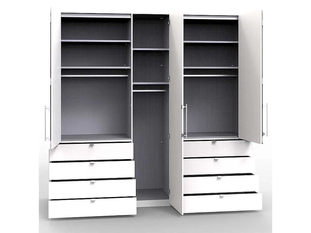 Kleiderschrank in Weiß und Eiche Bianco Falttüren