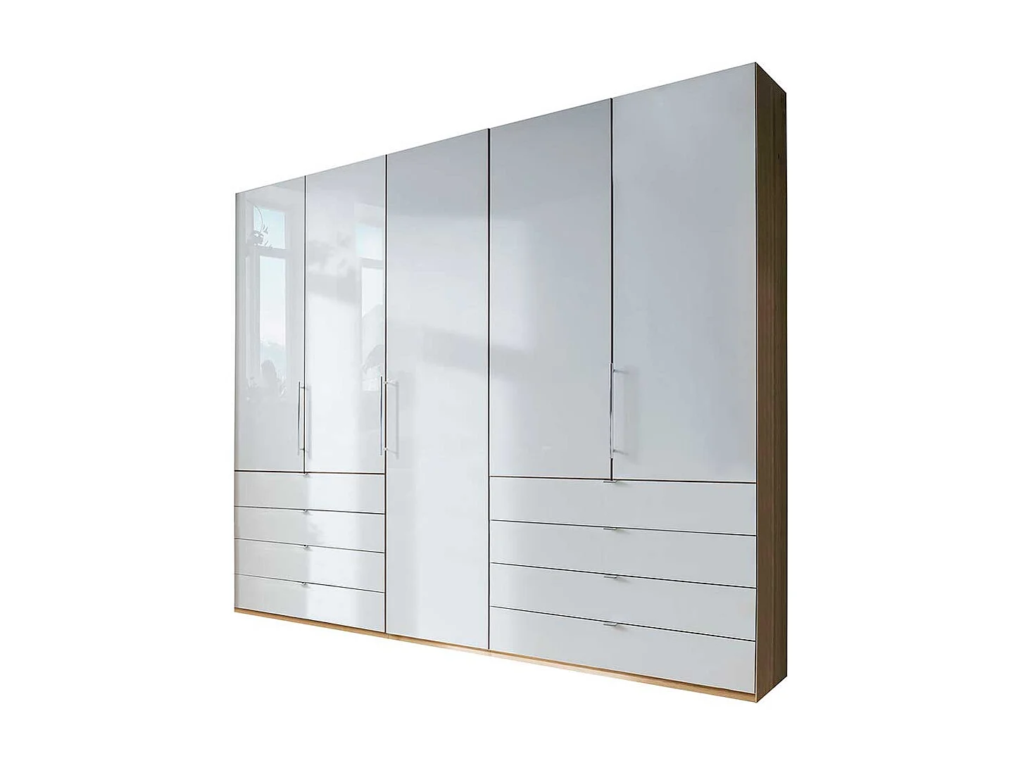 Kleiderschrank in Weiß und Eiche Bianco Falttüren