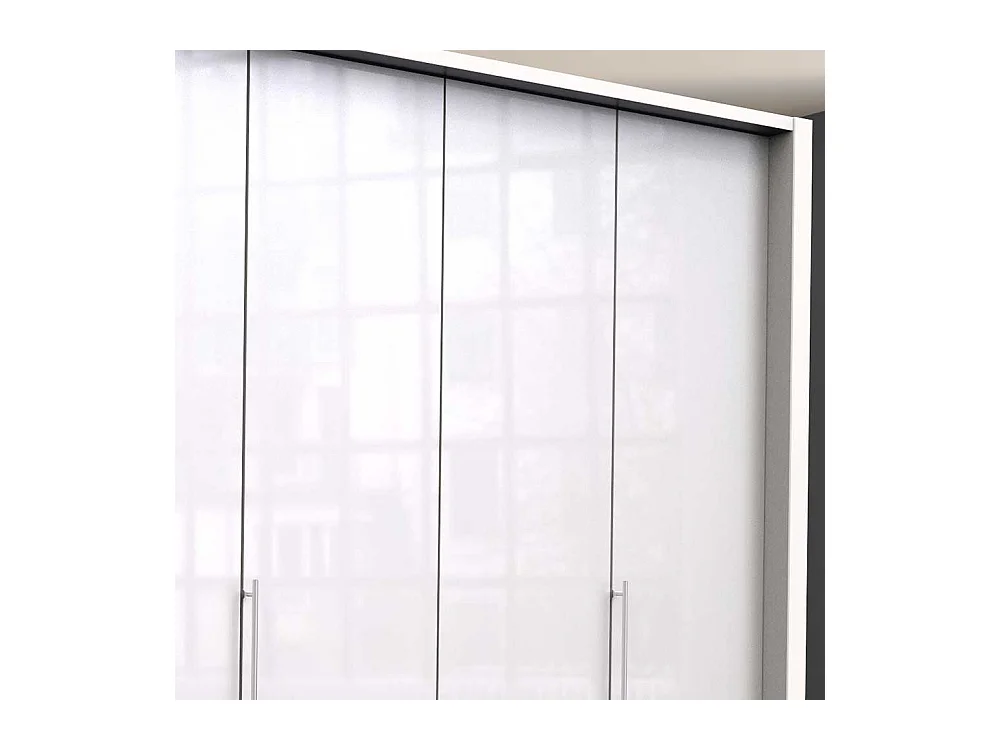 Schlafzimmer Kleiderschrank in Weiß Glas beschichtet Falttüren