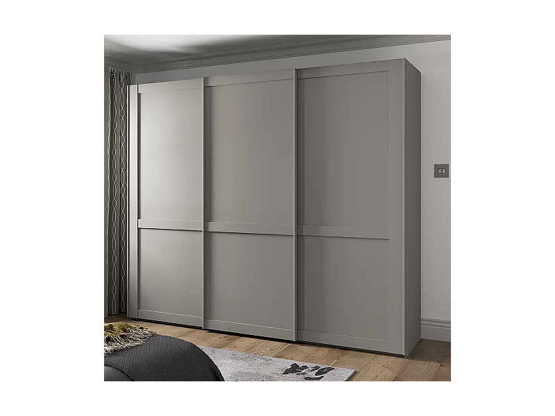 Kleiderschrank Schwebetüren hellgrau 217 cm hoch Made in Germany