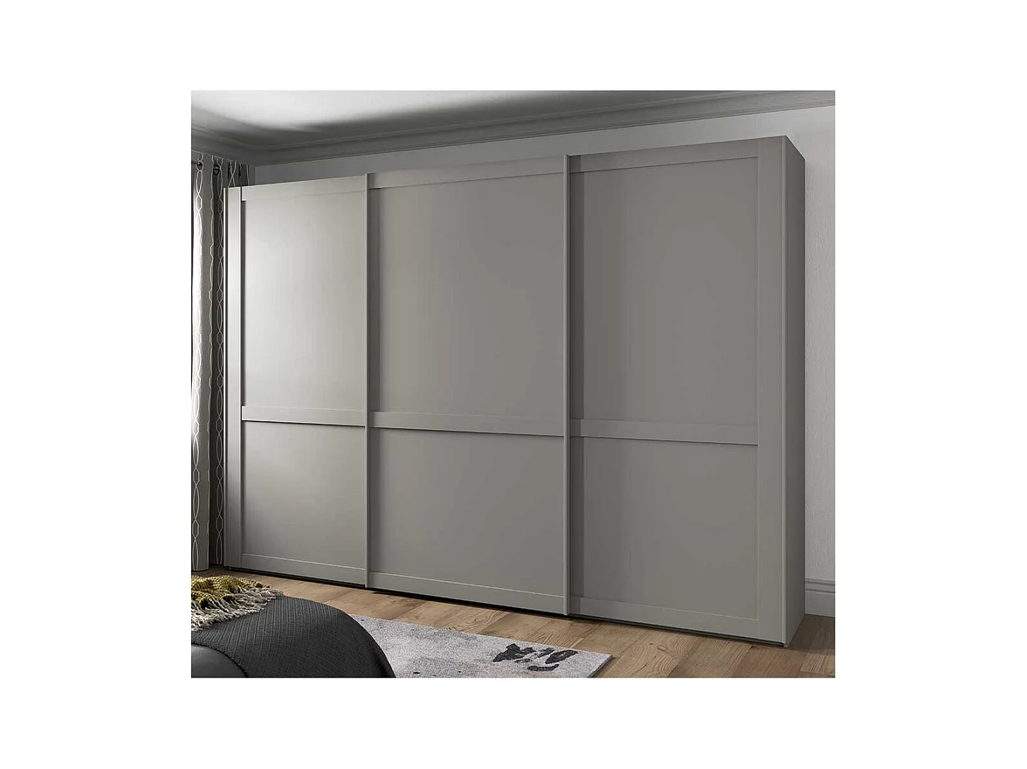 Kleiderschrank Schwebetüren hellgrau 217 cm hoch Made in Germany