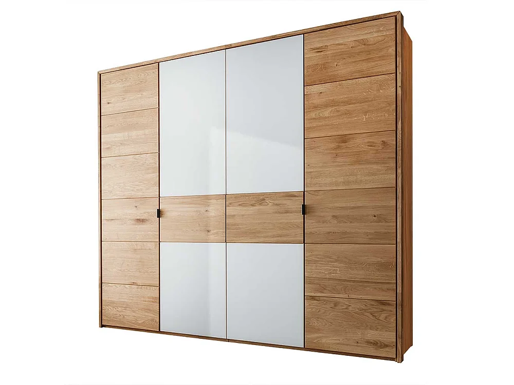 Kleiderschrank Echtholz in Wildeichefarben Weiß