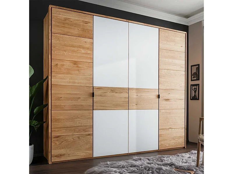 Kleiderschrank Echtholz in Wildeichefarben Weiß