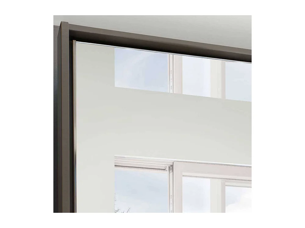 2 türiger Schwebetürenschrank in Hellgrau und Braun Spiegel