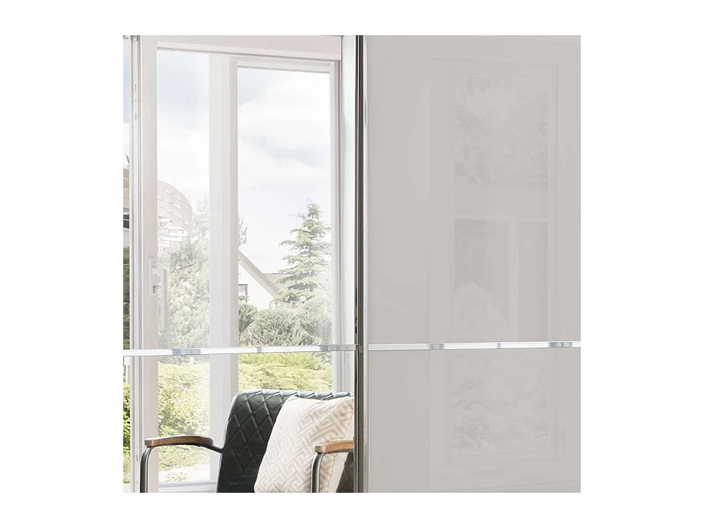 2 türiger Schwebetürenschrank in Hellgrau und Braun Spiegel