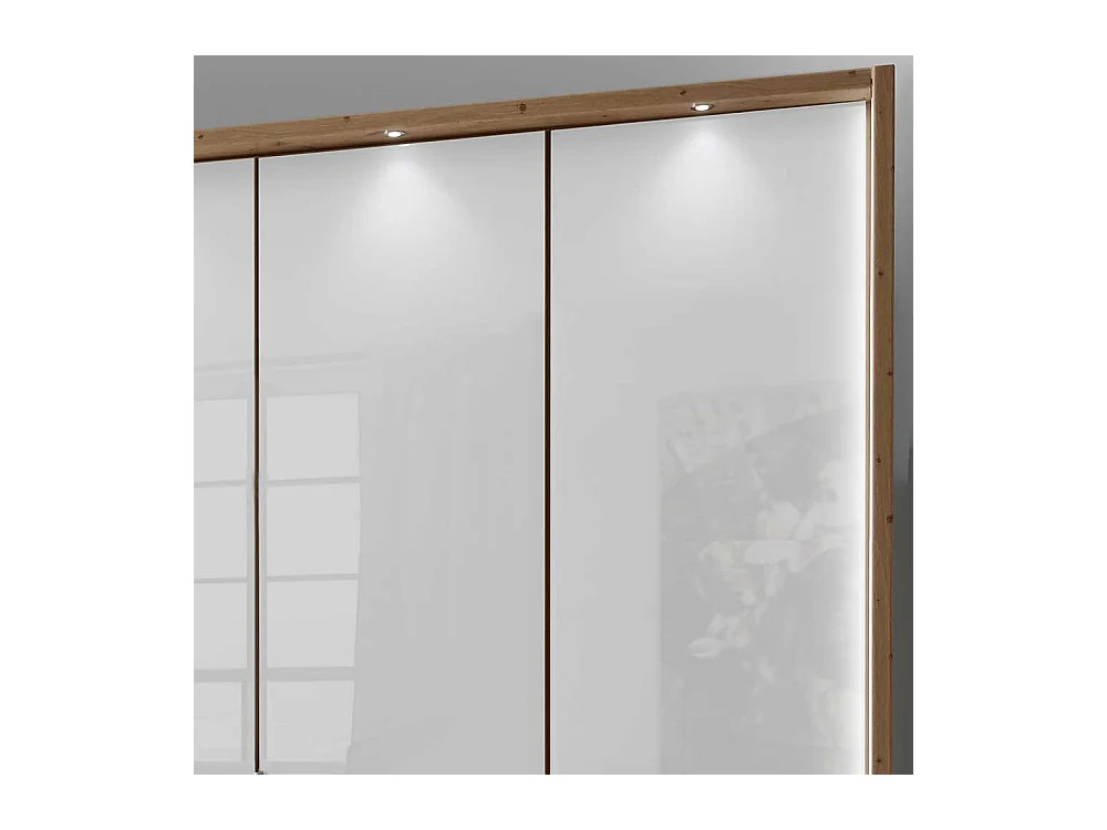 Glasfront Kleiderschrank in Weiß zwei Schubladen