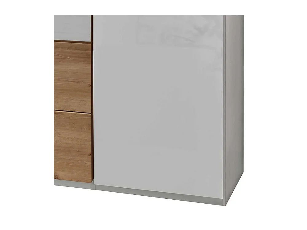 Glasfront Kleiderschrank in Weiß zwei Schubladen