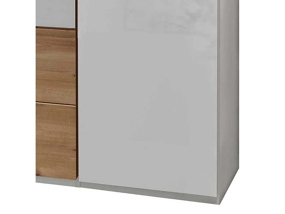 Glasfront Kleiderschrank in Weiß zwei Schubladen