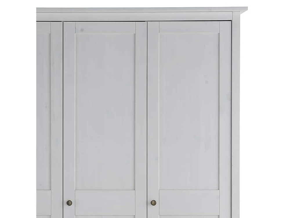 Weißer Kleiderschrank im Skandi Design 230 cm breit 5 Türen